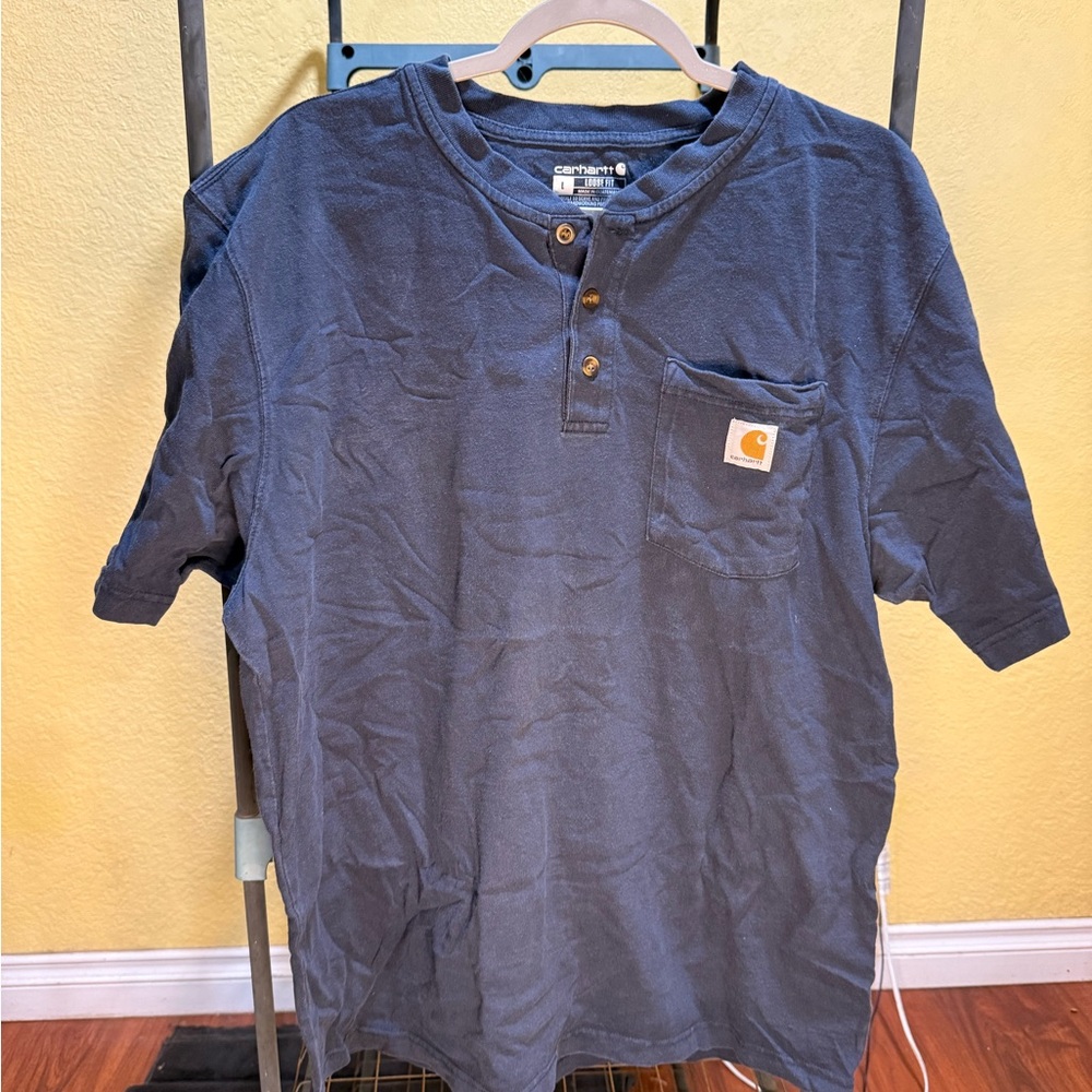 Carhartt Men's Casual Navy Button Down Shirt